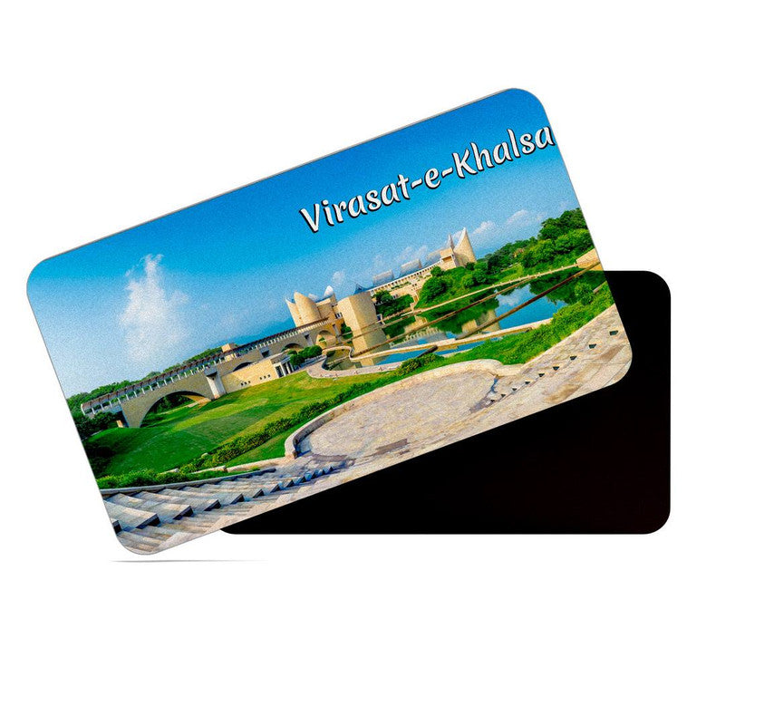 dhcrafts Rectangular Rubber Fridge Magnet / Magnetic Card Multicolor Punjab Virasat-e-khalsa Design Pack of 1 (8.6cm x 5.4cm)